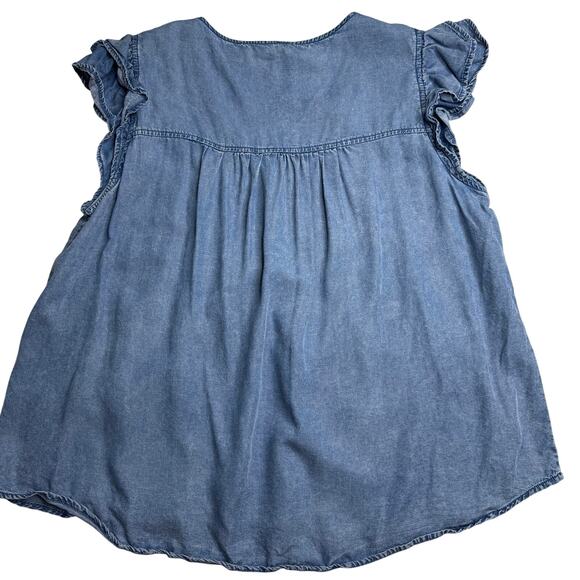 Jane and Delancey Chambray Sleeveless Pintuck Blouse Blue Size XL - Picture 3 of 9